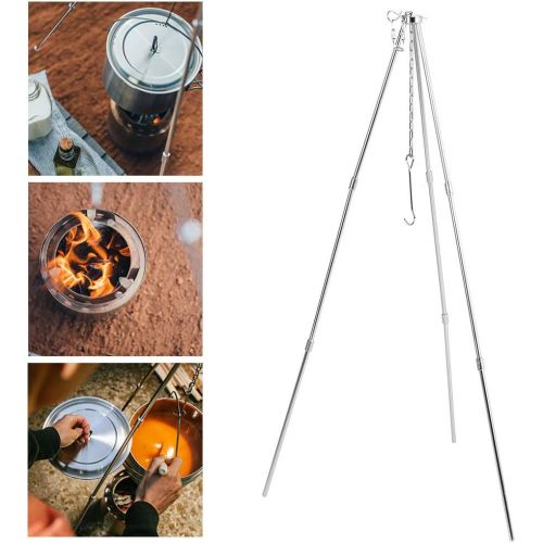  Haofy Portable Camping Stove Tripod Foldable Aluminum Cooking Tripod with Adjustable Chain, Suit for Outdoor Backyards, Picnics, Backpacking, Camping