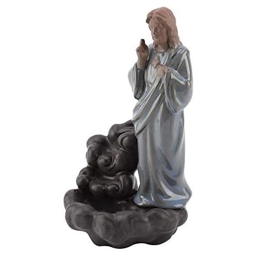  인센스스틱 Haofy Ceramic Incense Holder,Backflow Burner Smoke Jesus Virgin Incense Holder Burner with 10 pcs Cones Stick Home Decoration Handicraft Gift Easter Mary Statue Waterfall (Jesus)