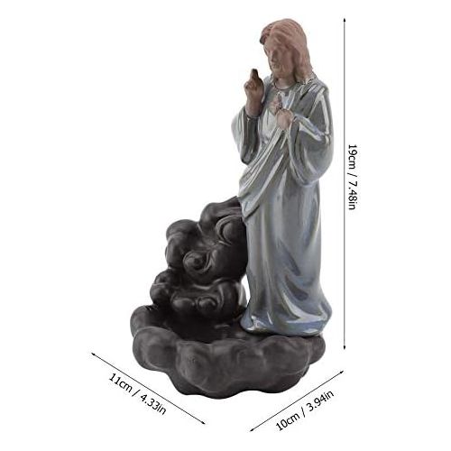  인센스스틱 Haofy Ceramic Incense Holder,Backflow Burner Smoke Jesus Virgin Incense Holder Burner with 10 pcs Cones Stick Home Decoration Handicraft Gift Easter Mary Statue Waterfall (Jesus)