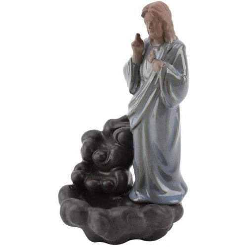  인센스스틱 Haofy Ceramic Incense Holder,Backflow Burner Smoke Jesus Virgin Incense Holder Burner with 10 pcs Cones Stick Home Decoration Handicraft Gift Easter Mary Statue Waterfall (Jesus)