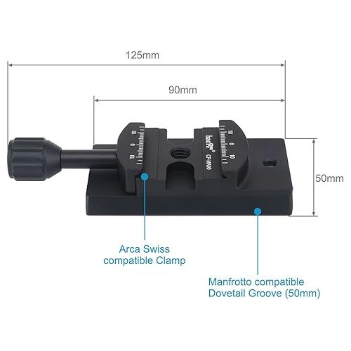  Haoge CP-MA90 Quick Release Plate QR Clamp Adapter Convertor for Select Manfrotto Tripod Fluid Video Head to Arca-Swiss Compatible, Fit 501PL / Q5 / 504PLONG / 500PLONG Heads