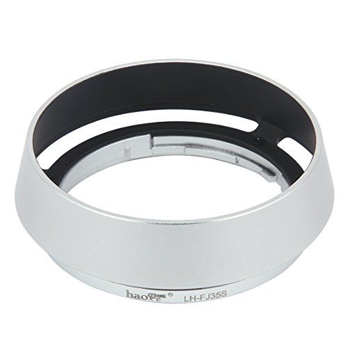  Haoge LH-FJ35S Bayonet Round Metal Lens Hood for Fujifilm Fuji Fujinon XF 35mm F2 R WR XF35mmF2, XF 23mm F2 R WR XF23mmF2 and XC 35mm F2 XC35mmF2 Lens Replace LH-XF35-2 Silver