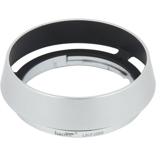  Haoge LH-FJ35S Bayonet Round Metal Lens Hood for Fujifilm Fuji Fujinon XF 35mm F2 R WR XF35mmF2, XF 23mm F2 R WR XF23mmF2 and XC 35mm F2 XC35mmF2 Lens Replace LH-XF35-2 Silver