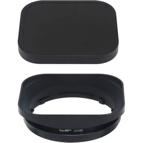  Haoge LH-X53 Bayonet Square Metal Lens Hood and Haoge Cap-HG-B Square Metal Cap for Fujifilm Fuji Fujinon XF35mm F1.4 R / XF35mmF1.4 R XF 18mm F2 R/XF18mmF2 R/XF60mmF2.4 R Macro Le