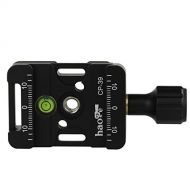 Haoge CP-39 Screw Knob Quick Release Clamp Adapter with Hand Strap Bosses Boss Slot fit RRS Sunwayfoto Kirk Benro Arca Swiss Tripod or Monopod Head on Canon Nikon Sony Pentax Olymp