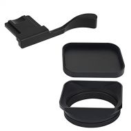 Hand Grip and Square Metal Lens Hood for Fuji X100V Fujifilm X100F X100T X100S X70 (with Metal Cap kit) Haoge Camera Accessories