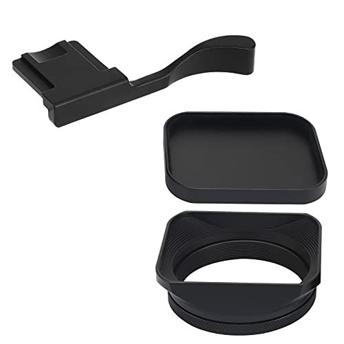  Hand Grip and Square Metal Lens Hood for Fuji X100V Fujifilm X100F X100T X100S X70 (with Metal Cap kit) Haoge Camera Accessories