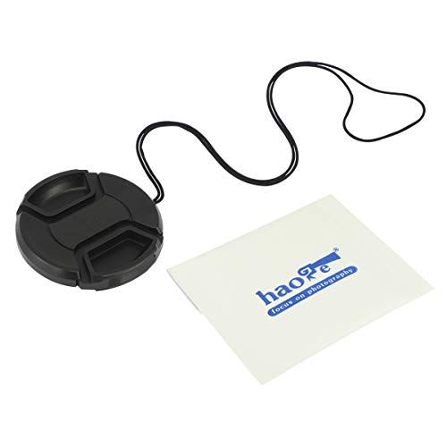  Haoge 55mm Center Pinch Snap On Front Lens Cap Cover with Cap Keeper for Canon Nikon Sony Fujifilm Sigma Tamron and Other 55mm Filter Thread Lens