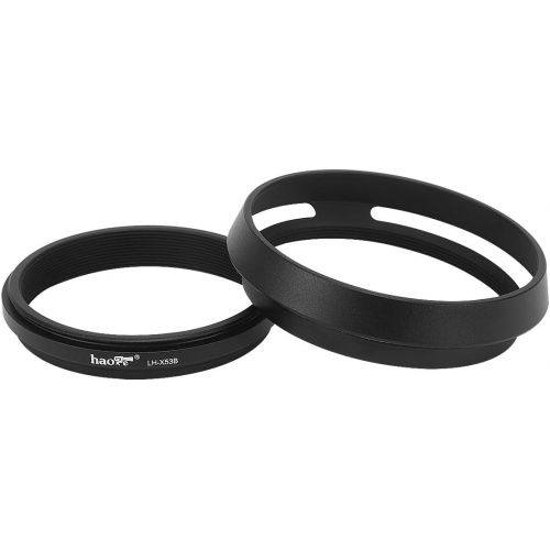  Haoge LH-X53B 3in1 Lens Hood with Adapter Ring with Cap Set for Fujifilm Fuji FinePix X70 X100 X100S X100T X100F X100V Camera Black Replaces Fujifilm LH-X100