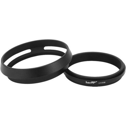  Haoge LH-X53B 3in1 Lens Hood with Adapter Ring with Cap Set for Fujifilm Fuji FinePix X70 X100 X100S X100T X100F X100V Camera Black Replaces Fujifilm LH-X100