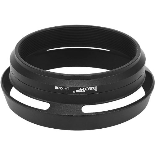  Haoge LH-X53B 3in1 Lens Hood with Adapter Ring with Cap Set for Fujifilm Fuji FinePix X70 X100 X100S X100T X100F X100V Camera Black Replaces Fujifilm LH-X100