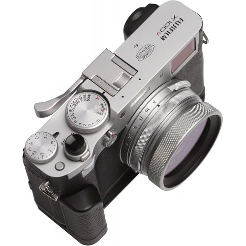  Haoge UV Filter & Lens Hood, Hand Grip Kit for Fujifilm Fuji X100V Camera Silver