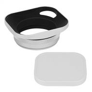 Haoge LH-ES3 Square Metal Lens Hood Hollow Out Designed with 49mm Adapter Ring with Cap for Fujifilm Fuji FinePix X100 X100S X100T X70 X100F X100V Camera Replaces LH-X100 AR-X100 L