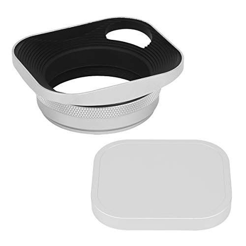  Haoge LH-ES3 Square Metal Lens Hood Hollow Out Designed with 49mm Adapter Ring with Cap for Fujifilm Fuji FinePix X100 X100S X100T X70 X100F X100V Camera Replaces LH-X100 AR-X100 L