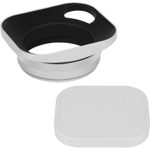  Haoge LH-ES3 Square Metal Lens Hood Hollow Out Designed with 49mm Adapter Ring with Cap for Fujifilm Fuji FinePix X100 X100S X100T X70 X100F X100V Camera Replaces LH-X100 AR-X100 L