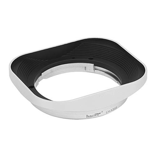  Haoge LH-X35S Bayonet Square Metal Lens Hood for Fujifilm Fuji Fujinon XF 35mm F2 R WR XF35mmF2, XF 23mm f2 R WR XF23mmF2 and XC 35mm F2 XC35mmF2 Lens Replace LH-XF35-2 Silver