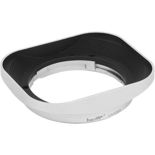  Haoge LH-X35S Bayonet Square Metal Lens Hood for Fujifilm Fuji Fujinon XF 35mm F2 R WR XF35mmF2, XF 23mm f2 R WR XF23mmF2 and XC 35mm F2 XC35mmF2 Lens Replace LH-XF35-2 Silver