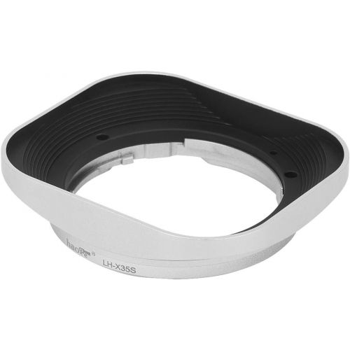  Haoge LH-X35S Bayonet Square Metal Lens Hood for Fujifilm Fuji Fujinon XF 35mm F2 R WR XF35mmF2, XF 23mm f2 R WR XF23mmF2 and XC 35mm F2 XC35mmF2 Lens Replace LH-XF35-2 Silver