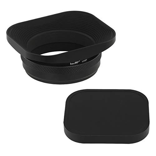  Haoge LH-E3T Square Metal Lens Hood with 49mm Adapter Ring with Cap for Fujifilm Fuji FinePix X100 X100S X100T X70 X100F X100V Camera Replaces Fujifilm LH-X100 AR-X100 LH-X70 Black