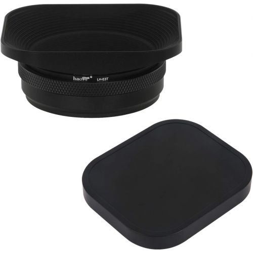  Haoge LH-E3T Square Metal Lens Hood with 49mm Adapter Ring with Cap for Fujifilm Fuji FinePix X100 X100S X100T X70 X100F X100V Camera Replaces Fujifilm LH-X100 AR-X100 LH-X70 Black