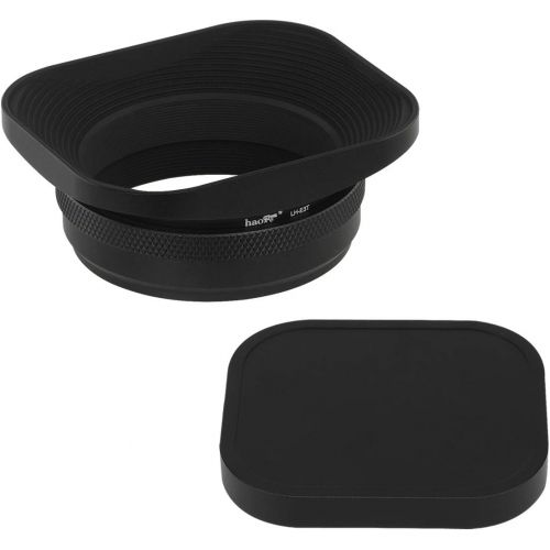  Haoge LH-E3T Square Metal Lens Hood with 49mm Adapter Ring with Cap for Fujifilm Fuji FinePix X100 X100S X100T X70 X100F X100V Camera Replaces Fujifilm LH-X100 AR-X100 LH-X70 Black