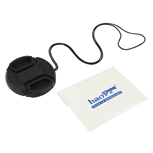  Haoge 49mm Center Pinch Snap On Front Lens Cap Cover with Cap Keeper for Canon Nikon Sony Fujifilm Sigma Tamron and Other 49mm Filter Thread Lens