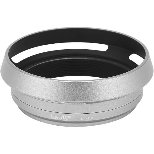  Haoge LH-X53W 3in1 Lens Hood with Adapter Ring with Cap Set for Fujifilm Fuji FinePix X70 X100 X100S X100T X100F X100V Camera Silver Replaces Fujifilm LH-X100