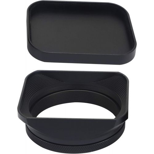  Haoge LH-X200B Square Metal Lens Hood with 49mm Adapter Ring Metal Cap for Fujifilm Fuji X100V X100F X100T X100S X70 Fuji Photo Camera Accessories Black