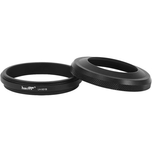  Haoge LH-X51B 2in1 All Metal Ultra-Thin Lens Hood with Adapter Ring Set for Fuji Fujifilm FinePix X100V Camera Accessories Black