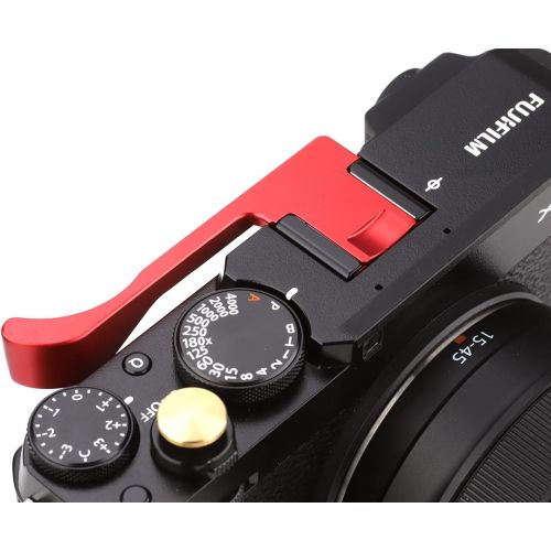  Haoge THB-X4R Hand Grip Metal Hot Shoe Thumb Up Rest for Fujifilm XE4 Fuji X-E4 Camera Red