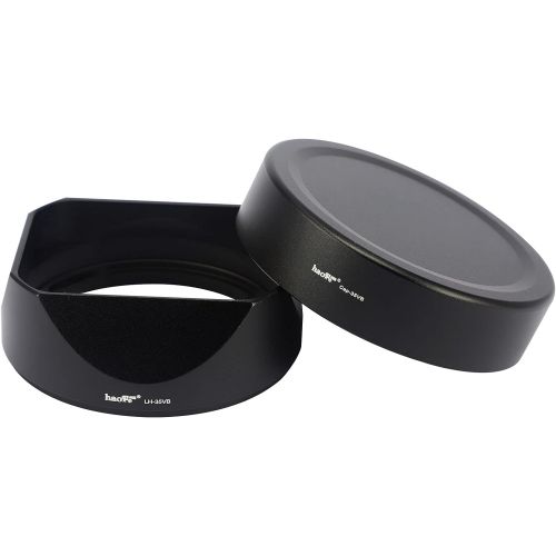  Haoge Lens Hood Metal Square Bayonet for Fujifilm XF35mmF2 R WR, XF23mmF2 R WR XC 35mm F2, Fuji 35mm F2, 23mm F2 Lens Hood, with Metal Front Cap, Replaces Fujifilm LH-XF35-2 LH XF3