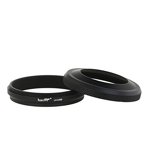  Haoge LH-X49B 2in1 All Metal Ultra-Thin Lens Hood with Adapter Ring Set for Fuji Fujifilm FinePix X70 X100 X100S X100T X100F Camera Black Replaces Fujifilm LH-X100 AR-X100 LH-X70