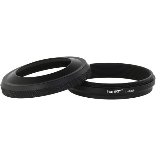  Haoge LH-X49B 2in1 All Metal Ultra-Thin Lens Hood with Adapter Ring Set for Fuji Fujifilm FinePix X70 X100 X100S X100T X100F Camera Black Replaces Fujifilm LH-X100 AR-X100 LH-X70