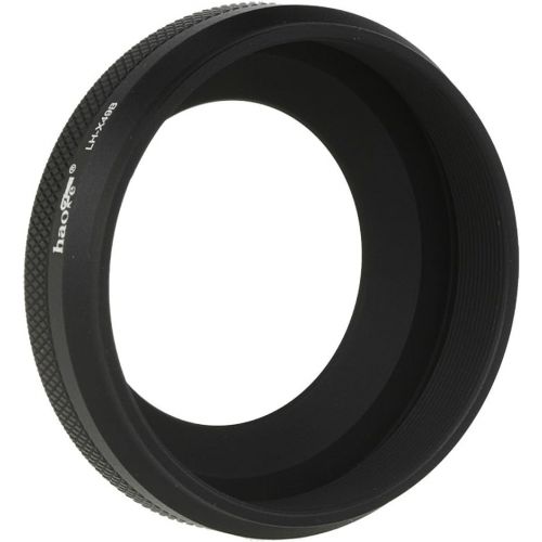  Haoge LH-X49B 2in1 All Metal Ultra-Thin Lens Hood with Adapter Ring Set for Fuji Fujifilm FinePix X70 X100 X100S X100T X100F Camera Black Replaces Fujifilm LH-X100 AR-X100 LH-X70