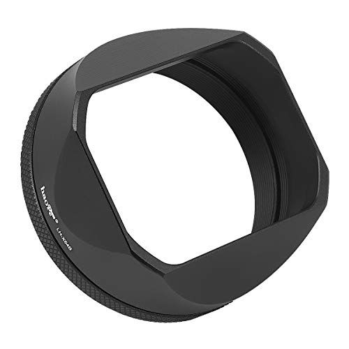  Haoge LH-X54B Square Metal Lens Hood with 49mm Adapter Ring for Fujifilm Fuji X100V Camera Black