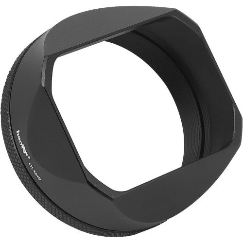  Haoge LH-X54B Square Metal Lens Hood with 49mm Adapter Ring for Fujifilm Fuji X100V Camera Black