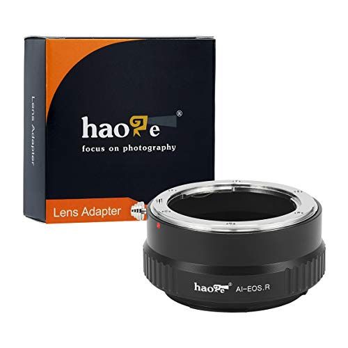  Haoge Manual Lens Mount Adapter for Nikon Nikkor F/AI/AIS/D Lens to Canon RF Mount R5 R6 Mirrorless Camera Such as Canon EOS R