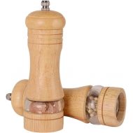 [아마존핫딜][아마존 핫딜] Haomacro Salt and Pepper Grinder Set, Wood Pepper Mills, Shakers with Acrylic Visible Window, Ceramic Grinding Core- 6.5 Inches-Pack of 2