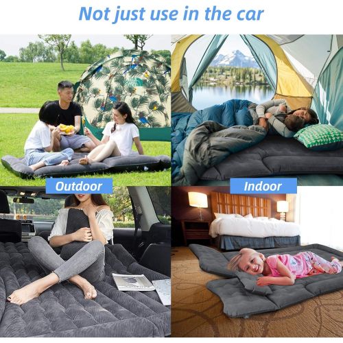  Haomaomao SUV Air Mattress, Inflatable Car Bed with Electric Pump and Pillow, Flocking Surface, Camping Sleeping Pad for Travel SUV Sedan Back Seat Trunk Tent Chevy Jeep Wrangler T