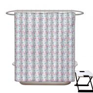 Haommhome Baby Hotel Quality Shower Curtain Liner Milk Bottles Pacifiers Rattles Pattern Hand Drawn Baby Toys Themed Ornate Image No Chemical Odor,Rust Proof Grommets Holes Pink Blue White63