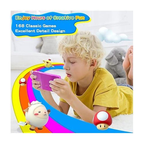  Retro Handheld Games Console for Children with 168 Classic Games Built-in 2.5 Inches Color Screen Portable Video Game Player Support TV Output Electronic Game Toys for Boys Girls (Purple)