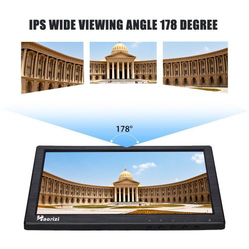  Haorizi 10 Inch IPS LED Monitor HD Display 1080P with HDMI VGA AV BNC USB Video Audio Inputs Work for PC CCTV Respberry Pi 3 PS2 PS3 PS4 Xbox One Xbox360 Monitor with Speakers
