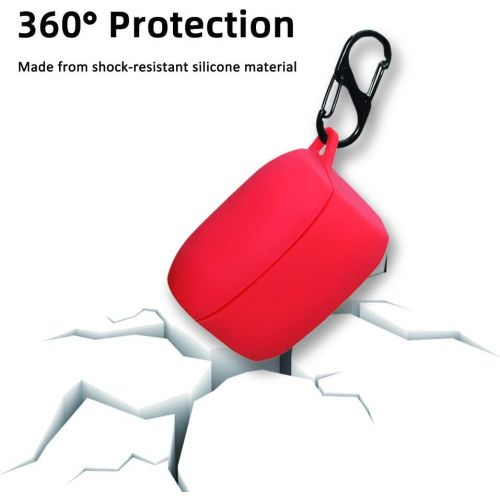  Haotop Case Compatible with Jabra Elite 65t/Elite Active 65t,Soft Silicone Protective Skin Cover Wireless Earbuds Case 2 in 1 (Red Colour)