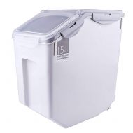 Haoun 33 lbs Rice Storage Container,Household Sealed Cereal Grain Organizer Box for Kitchen - Grey