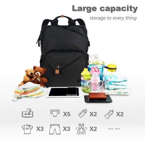  Hap Tim Diaper Bag Backpack,Large Capacity Travel Back Pack Maternity Baby Nappy Changing Bags,...