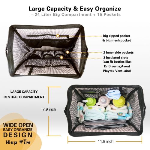  Hap Tim HapTim Multi-Function Baby Diaper Bag Backpack W/Stroller Straps- Insulated Pockets-...