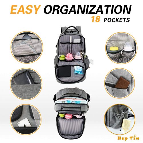  Hap Tim HapTim Multi-Function Large Baby Diaper Bag Backpack W/Stroller Straps-Insulated Pockets-Changing...