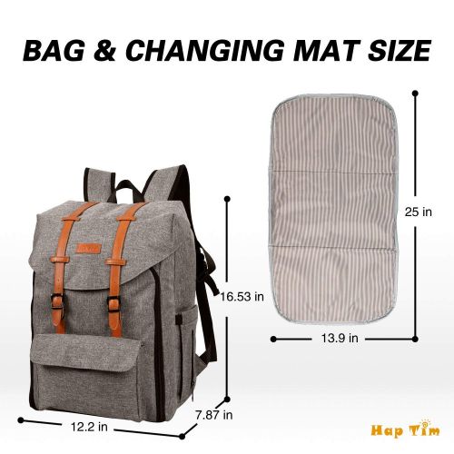  Hap Tim Upgrade Baby Diaper Bag Backpack Large Capacity Double Compartment with Stroller Straps Changing Mat,Nappy Bag Backpack for Newborn Mother/Father(5312G-2)