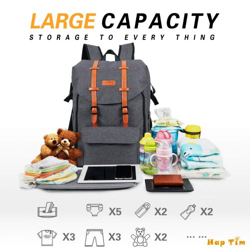  Hap Tim Travel Baby Diaper Bag Backpack, Large Capacity/Easy Organize/Comfortable/Fashion...