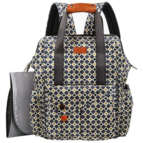  [아마존 핫딜] [아마존핫딜]Hap Tim HapTim Multi-function Baby Diaper Bag Backpack W/Stroller Straps- Insulated Pockets- Changing Pad Included, Nylon Fabric Waterproof for Moms & Dads (Gray+Gold 5279)